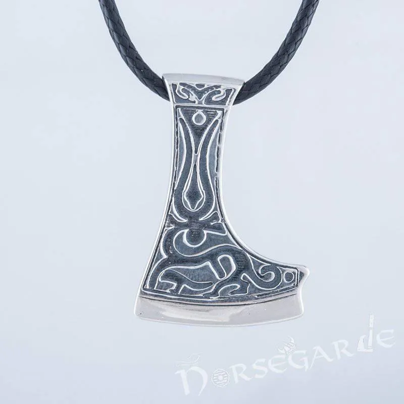 Handcrafted Deer Ornament Perun's Axe Pendant - Sterling Silver