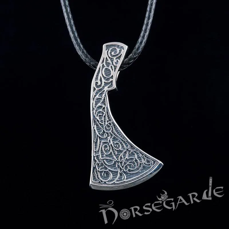 Handcrafted Flora Ornament Perun's Axe Pendant - Sterling Silver