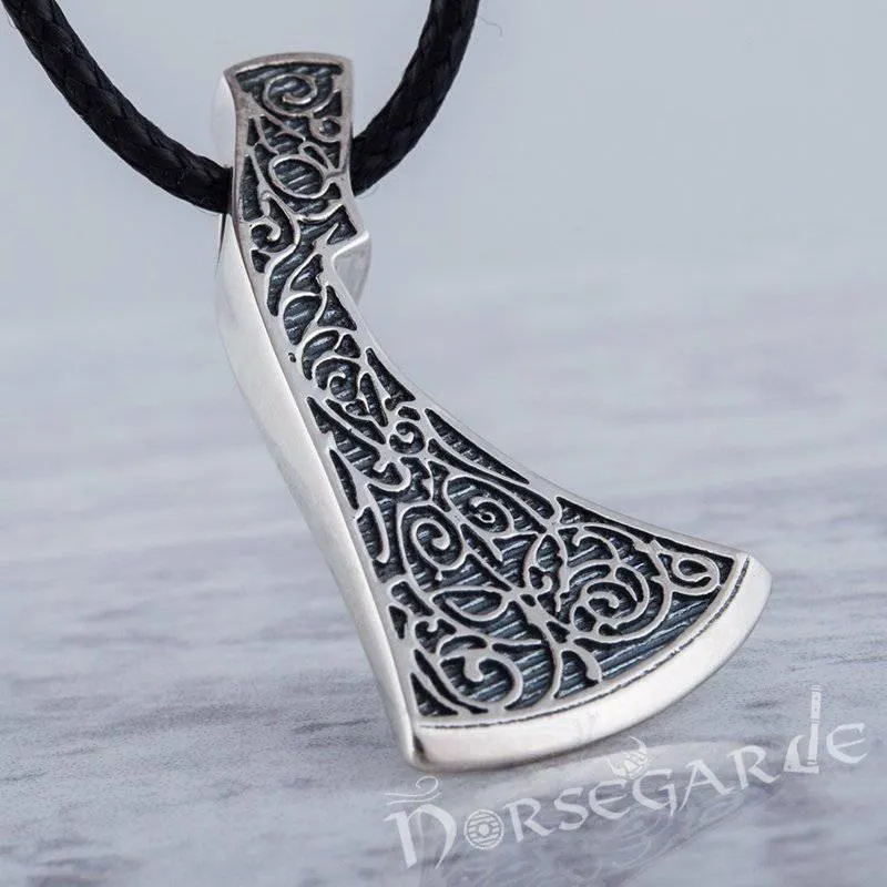 Handcrafted Flora Ornament Perun's Axe Pendant - Sterling Silver