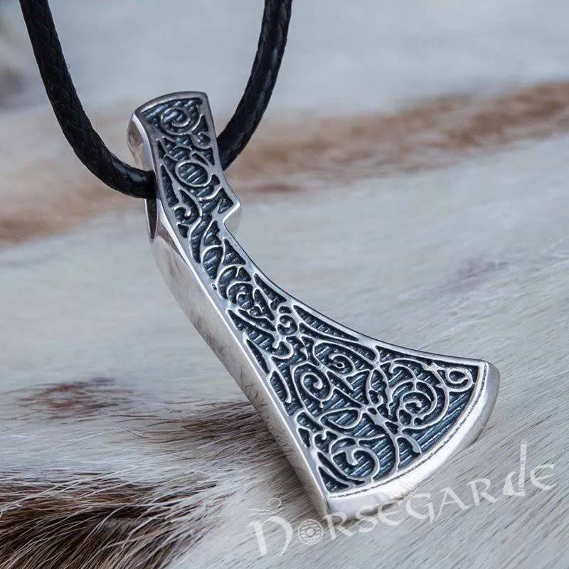 Handcrafted Flora Ornament Perun's Axe Pendant - Sterling Silver