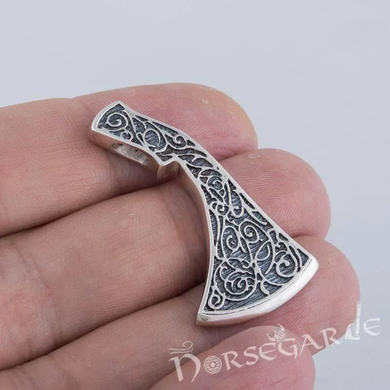 Handcrafted Flora Ornament Perun's Axe Pendant - Sterling Silver