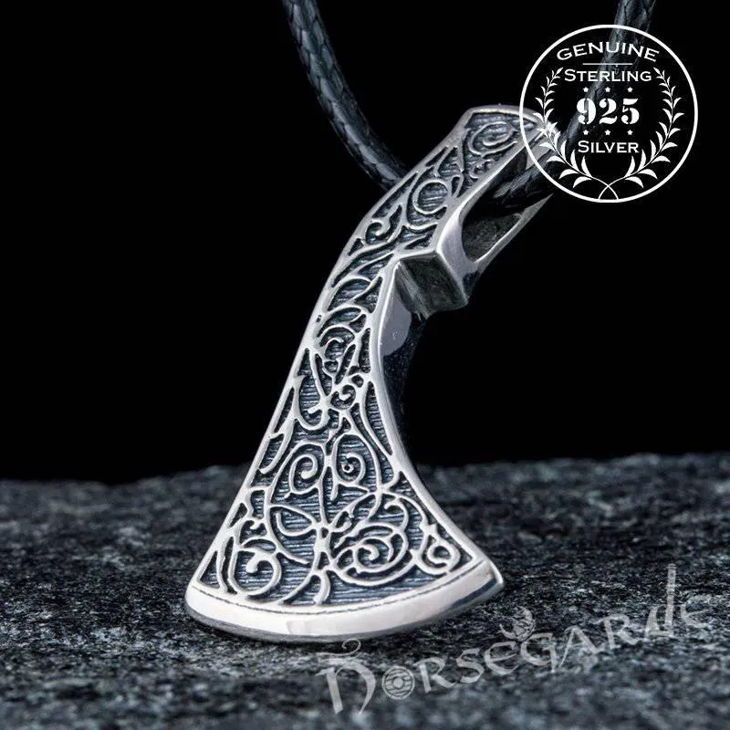 Handcrafted Flora Ornament Perun's Axe Pendant - Sterling Silver