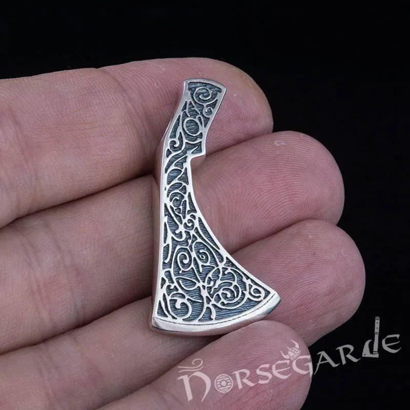 Handcrafted Flora Ornament Perun's Axe Pendant - Sterling Silver