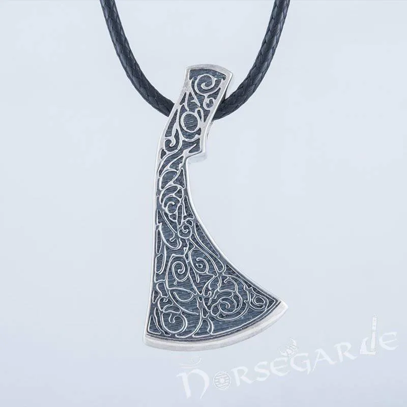 Handcrafted Flora Ornament Perun's Axe Pendant - Sterling Silver