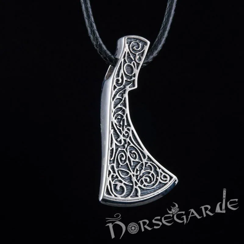 Handcrafted Flora Ornament Perun's Axe Pendant - Sterling Silver