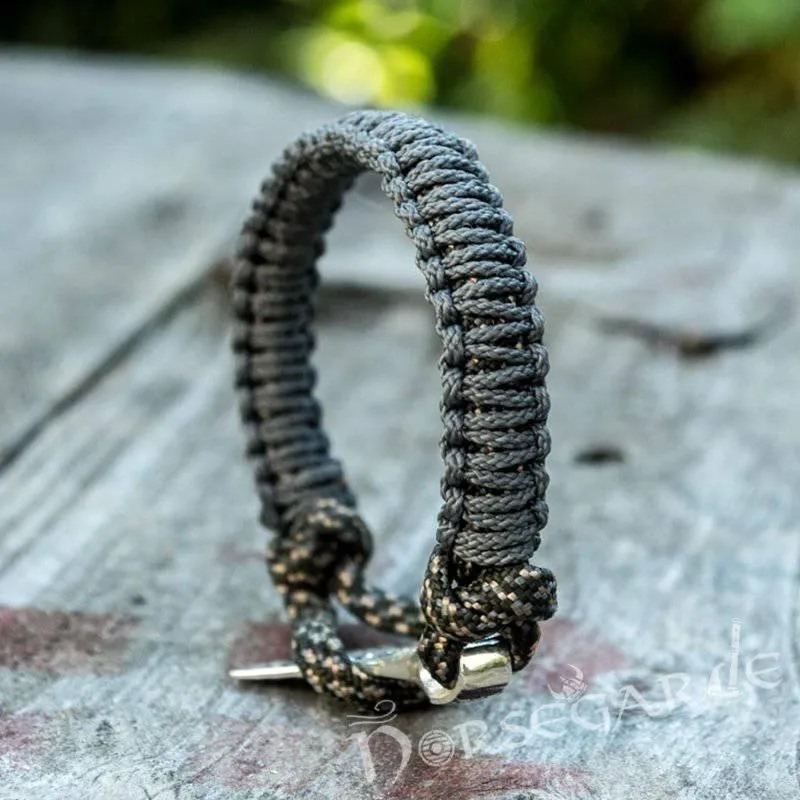 Handcrafted Grey Paracord Bracelet with Axe Head - Sterling Silver