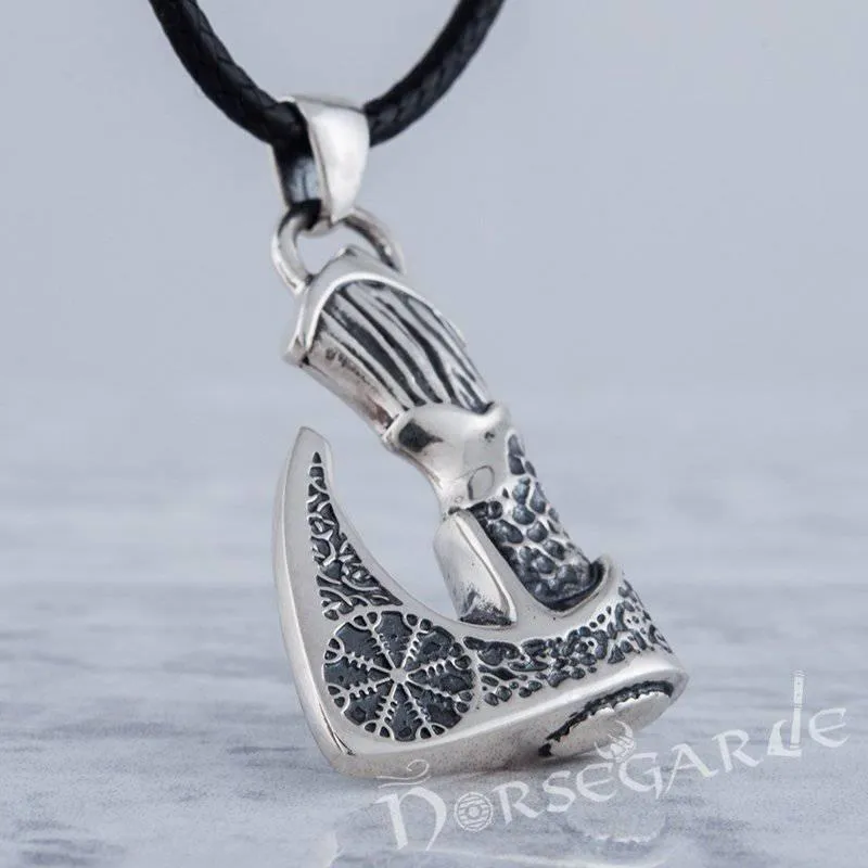 Handcrafted Helm of Awe Axe Pendant - Sterling Silver