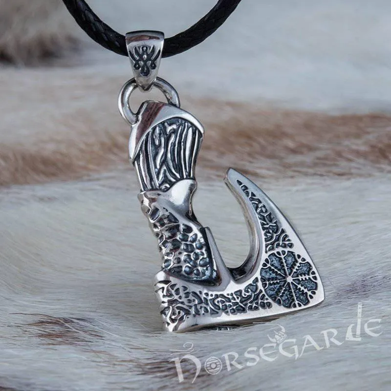 Handcrafted Helm of Awe Axe Pendant - Sterling Silver