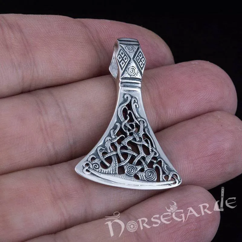 Handcrafted Mammen Ornament Axe Pendant - Sterling Silver