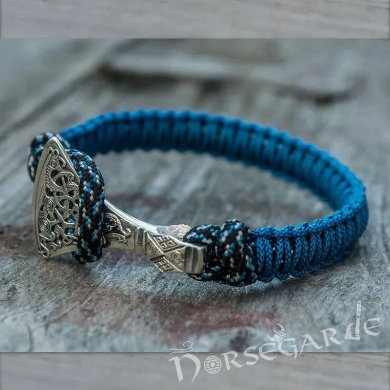 Handcrafted Ocean Paracord Bracelet with Axe Head - Sterling Silver