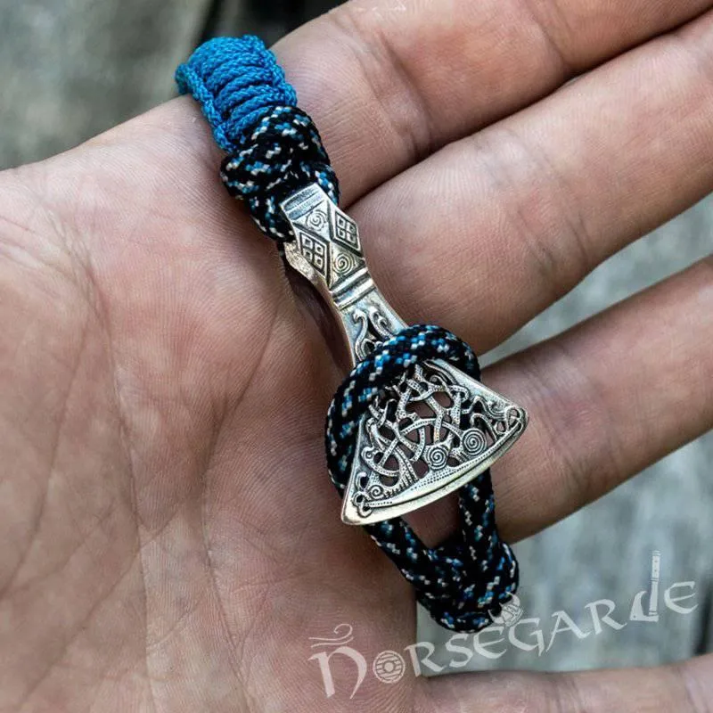 Handcrafted Ocean Paracord Bracelet with Axe Head - Sterling Silver