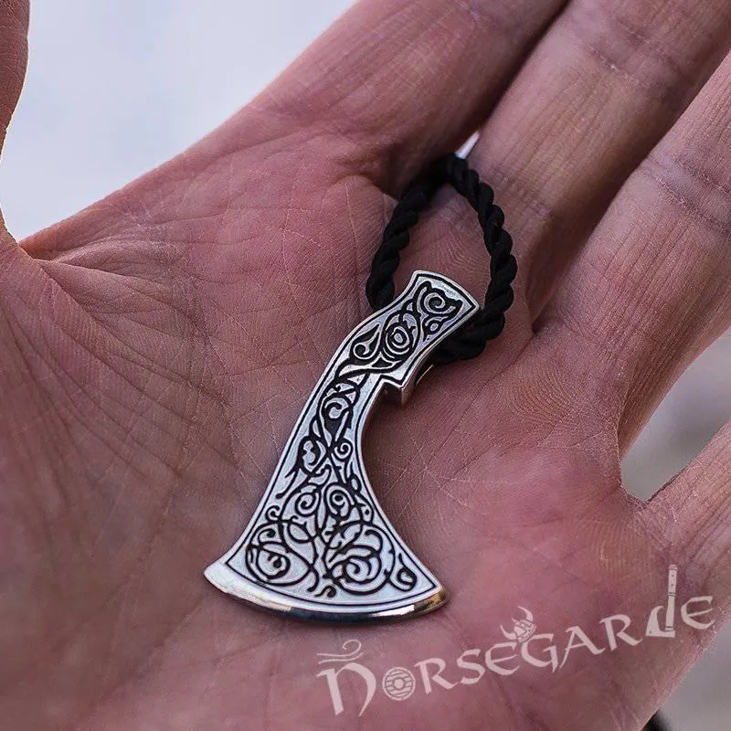 Handcrafted Ornamental Perun's Axe Pendant - Sterling Silver