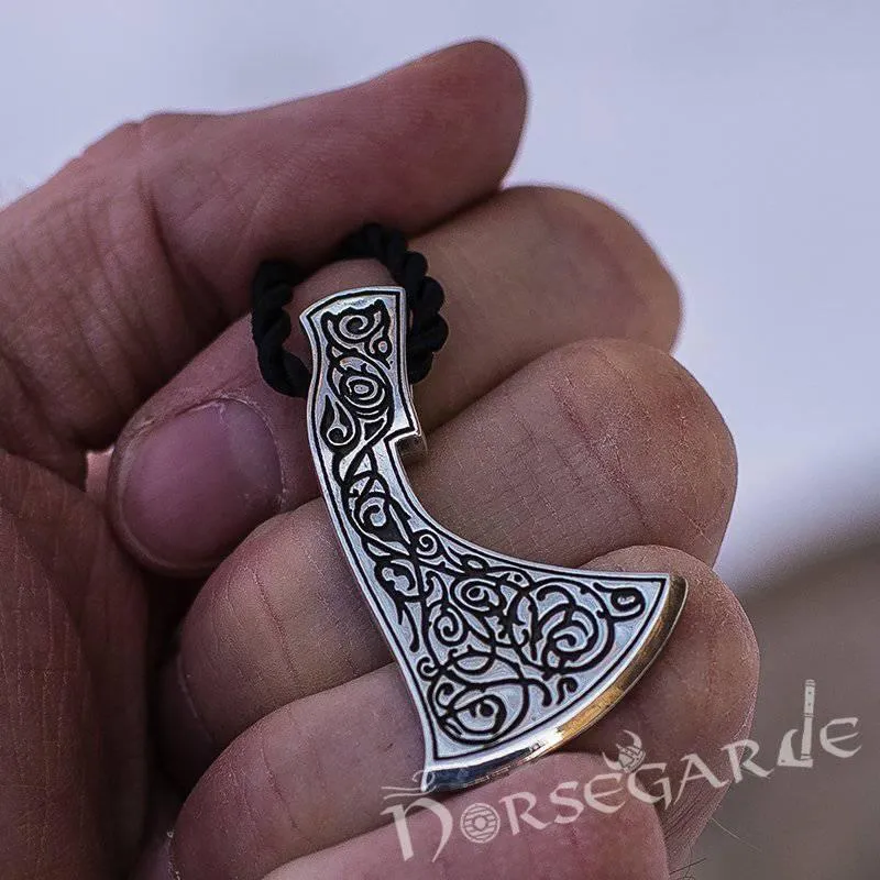 Handcrafted Ornamental Perun's Axe Pendant - Sterling Silver