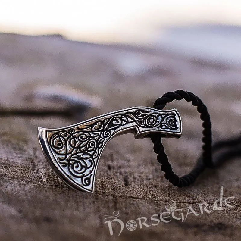 Handcrafted Ornamental Perun's Axe Pendant - Sterling Silver