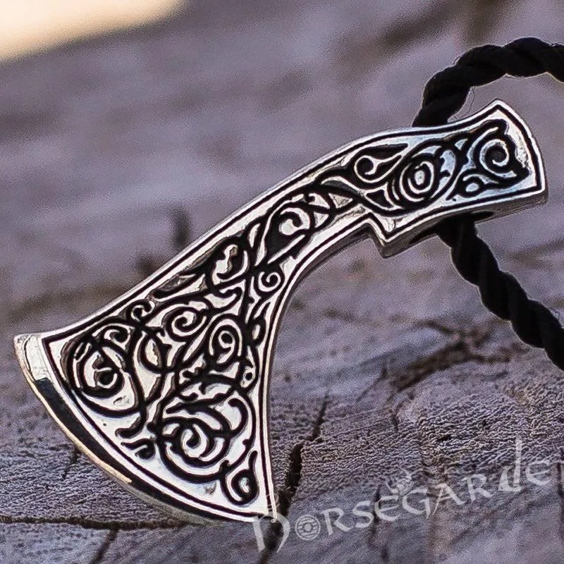 Handcrafted Ornamental Perun's Axe Pendant - Sterling Silver