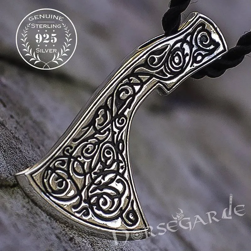 Handcrafted Ornamental Perun's Axe Pendant - Sterling Silver