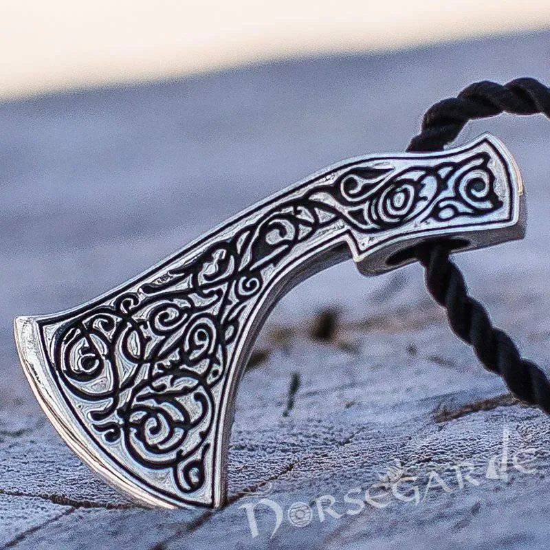 Handcrafted Ornamental Perun's Axe Pendant - Sterling Silver