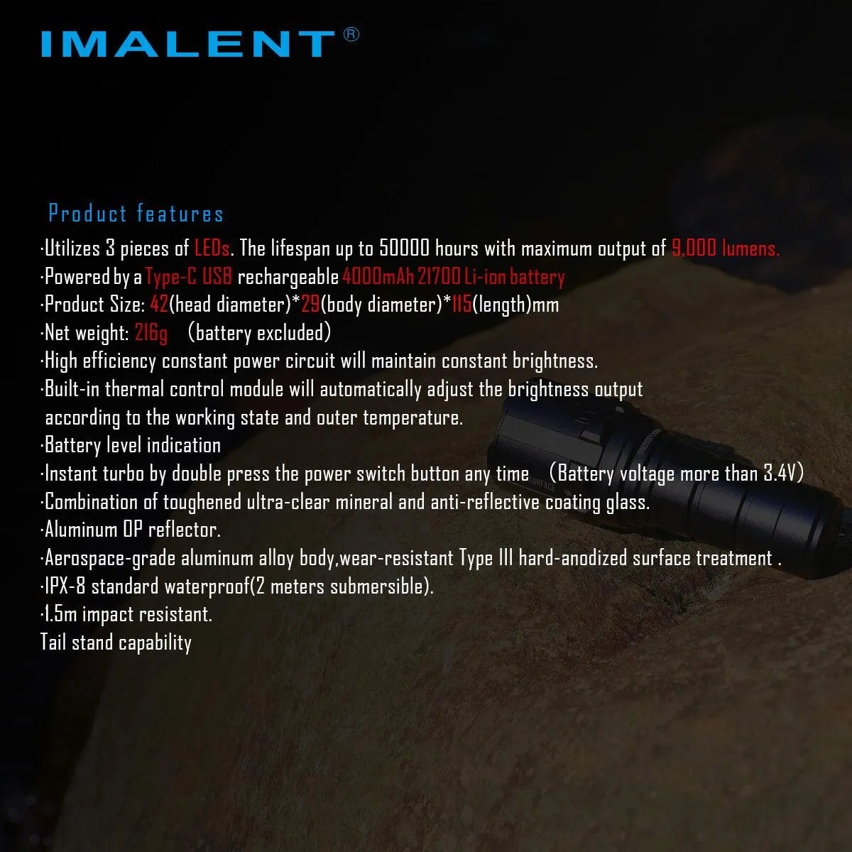 IMALENT R30C 2nd 9000 lumens flashlight