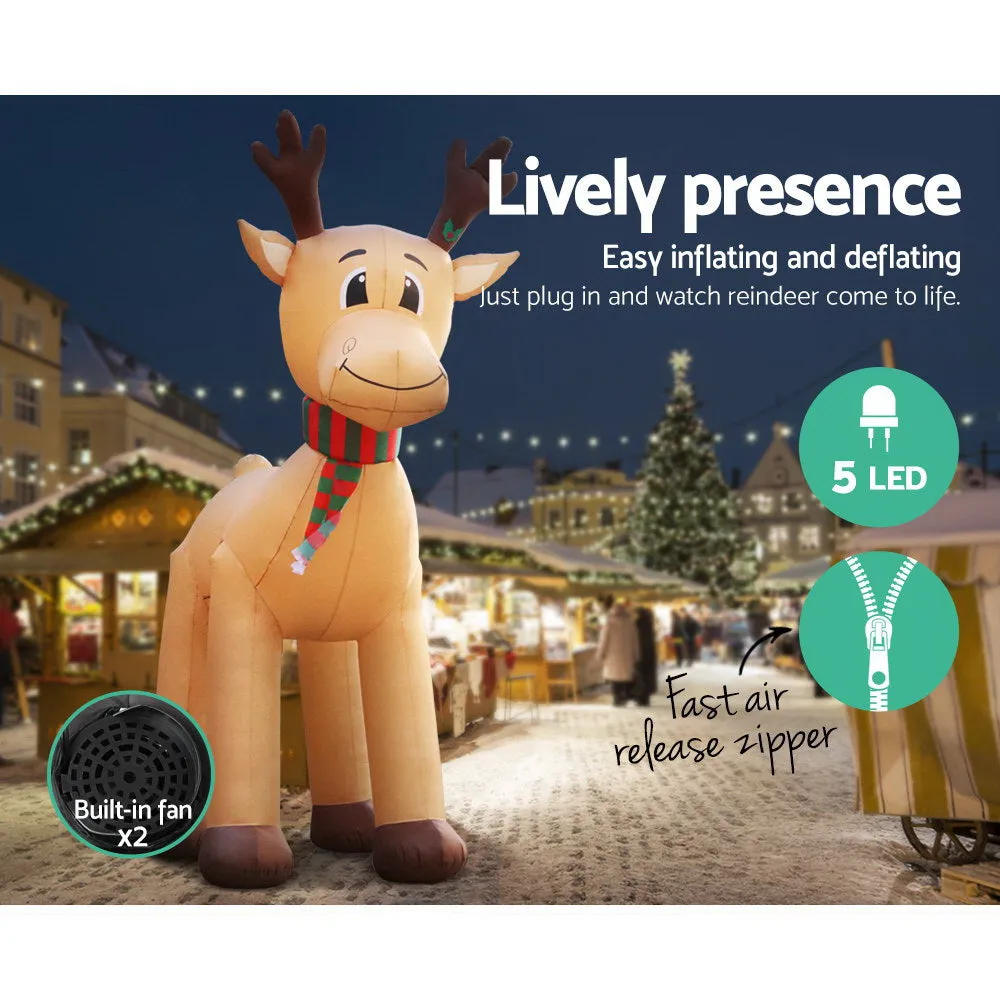 Jingle Jollys Christmas Inflatable Reindeer 5M Illuminated Decorations