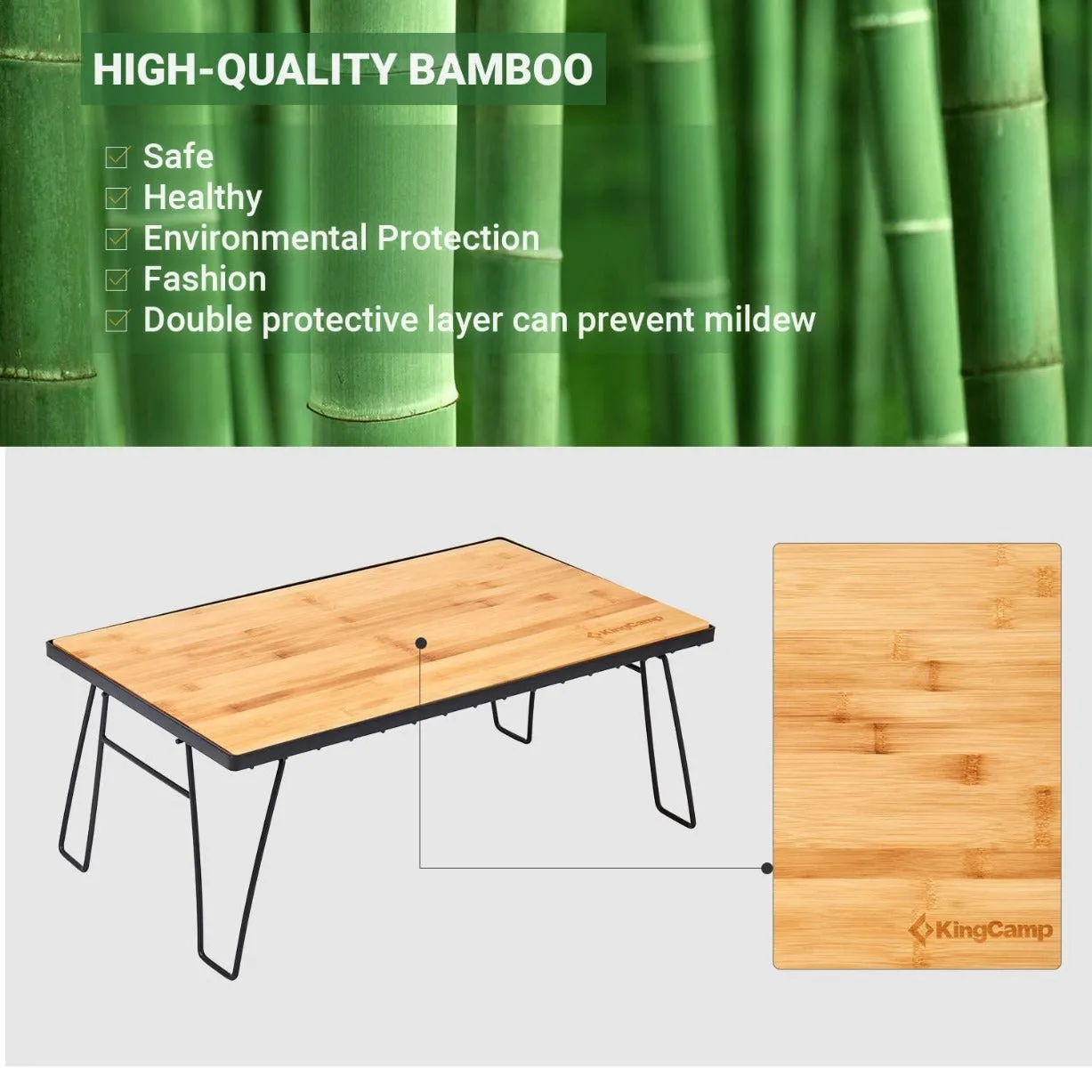 KingCamp Environmental Bamboo Picnic Camping Table