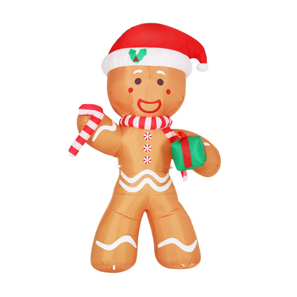 LED Lit Gingerbread Man Christmas Inflatable 2.4M | Jingle Jollys