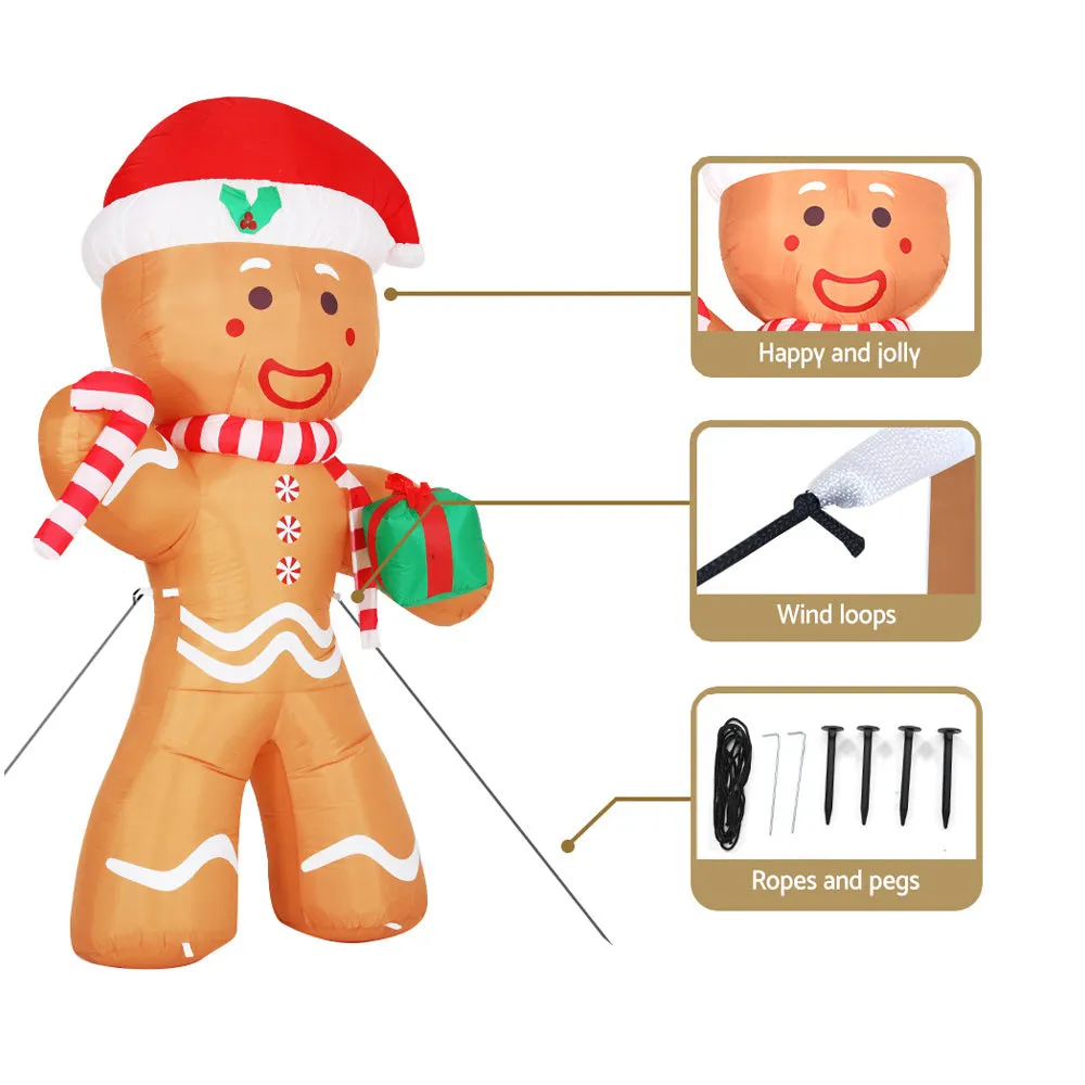 LED Lit Gingerbread Man Christmas Inflatable 2.4M | Jingle Jollys