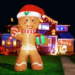 LED Lit Gingerbread Man Christmas Inflatable 2.4M | Jingle Jollys