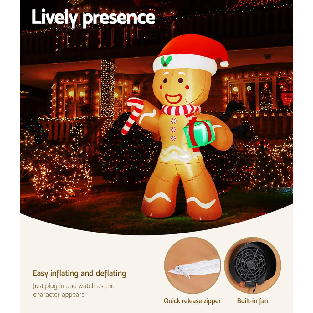 LED Lit Gingerbread Man Christmas Inflatable 2.4M | Jingle Jollys