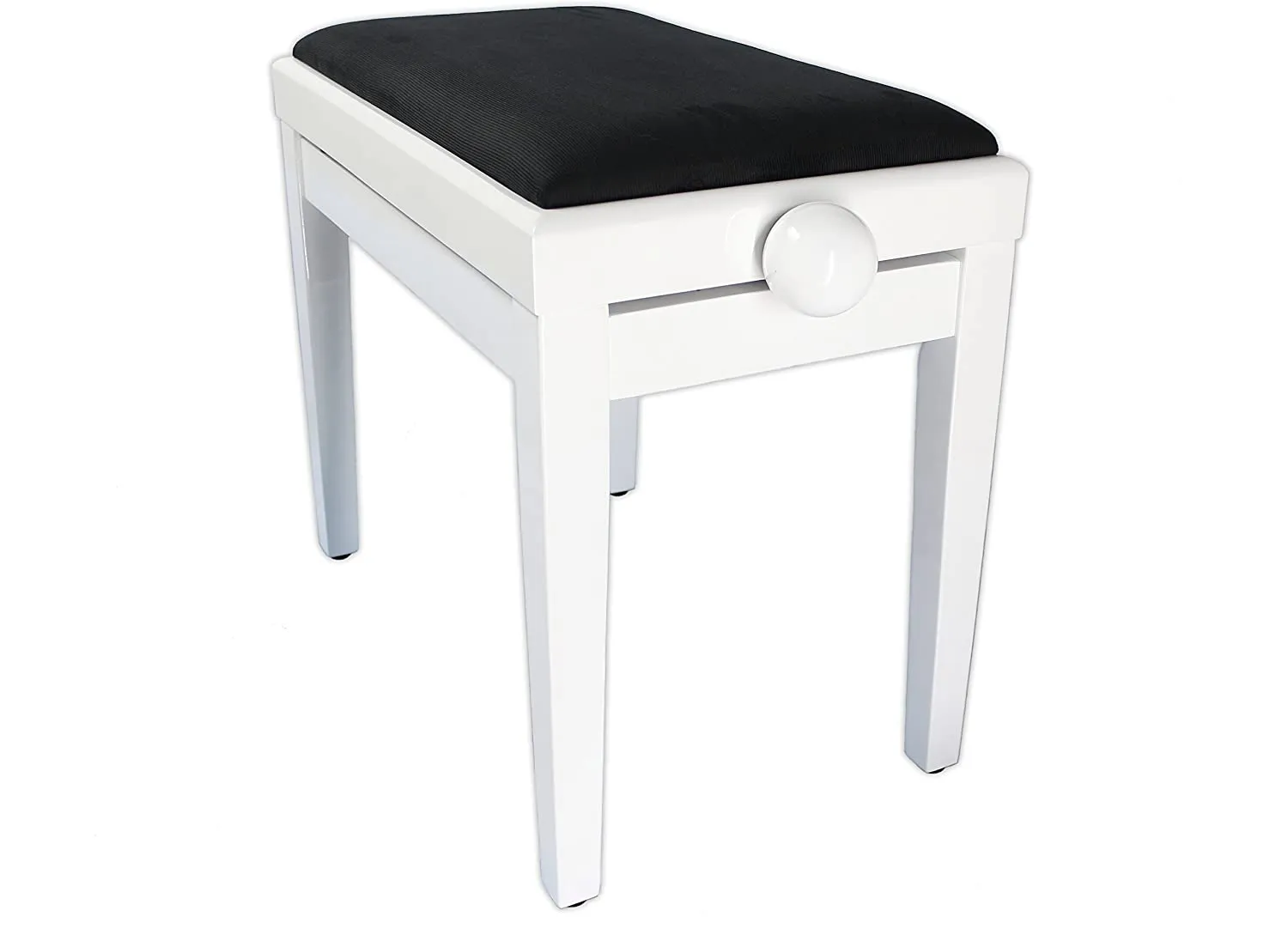 Legato Adjustable Wooden Piano Stool - Comfortable Padded Seat - White