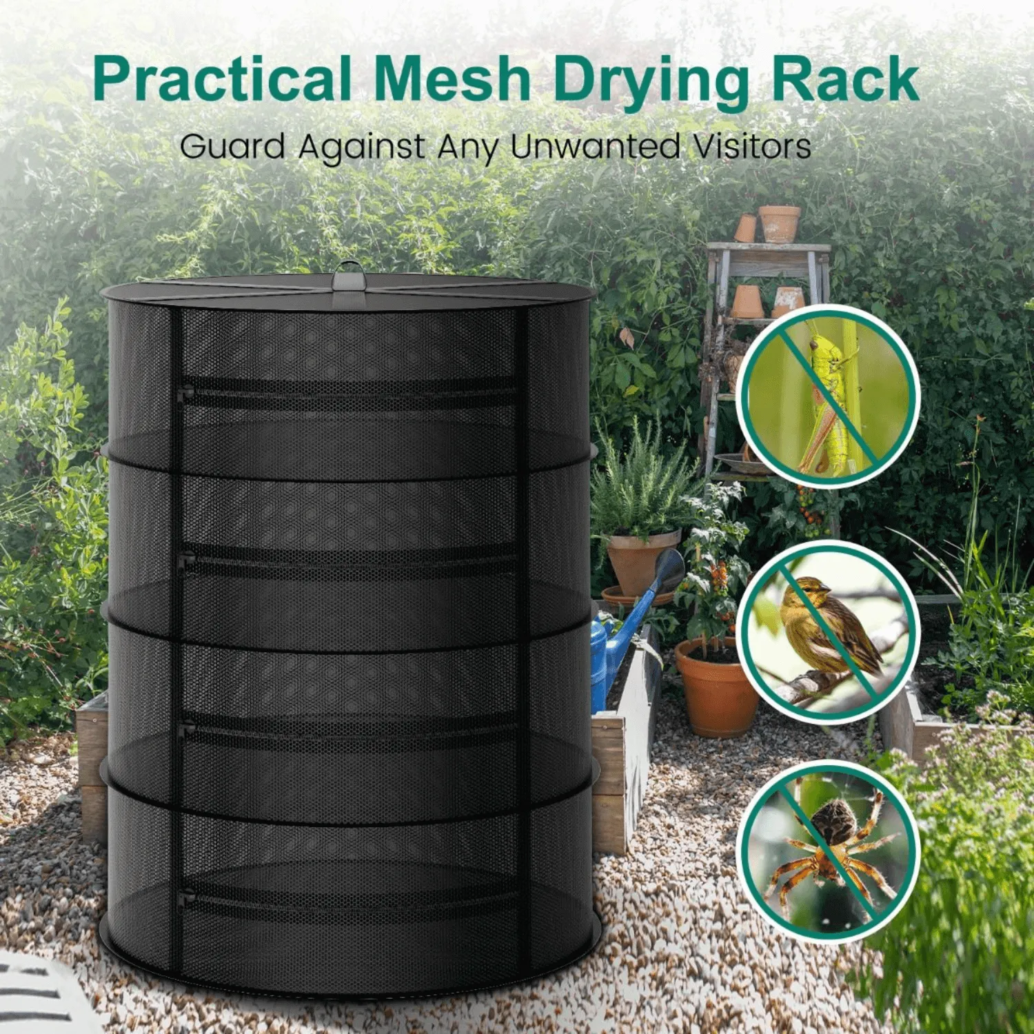 Mars Hydro 4-Layer Mesh Herb Drying Rack with Pruning Shear