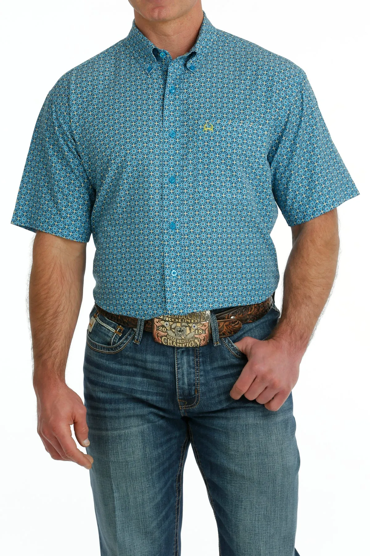 Men's Cinch ArenaFlex Geo Print Short Sleeve Shirt - MTW1704131