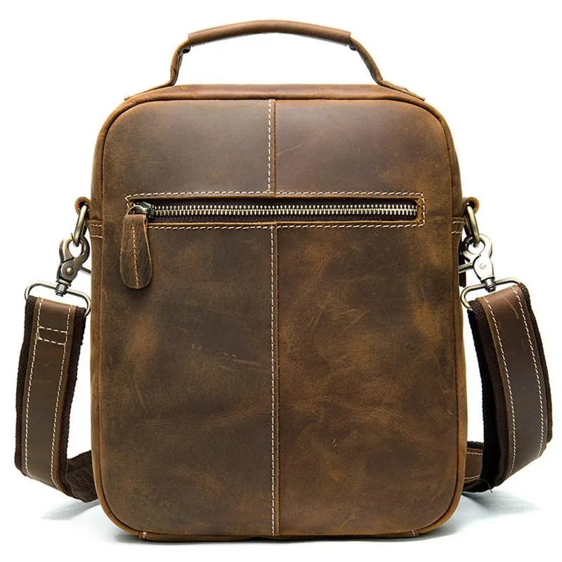 Mens Classic Vintage Durable Leather Crossbody Bags Shoulder Packs