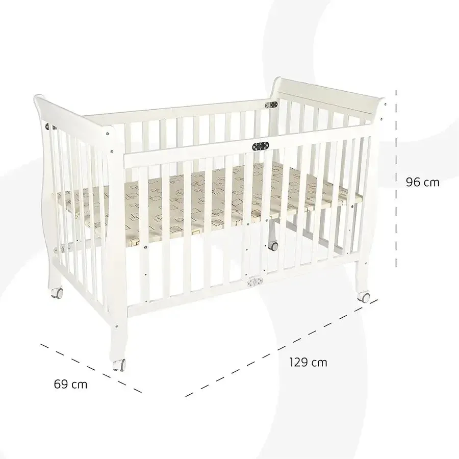 Moon Wooden Foldable Crib (White)