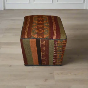 One of a Kind Kilim Rug Pouf Ottoman foot stool - #178