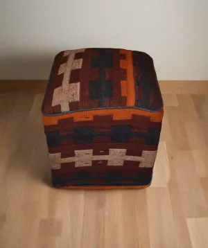 One of a Kind Kilim Rug Pouf Ottoman foot stool - #199