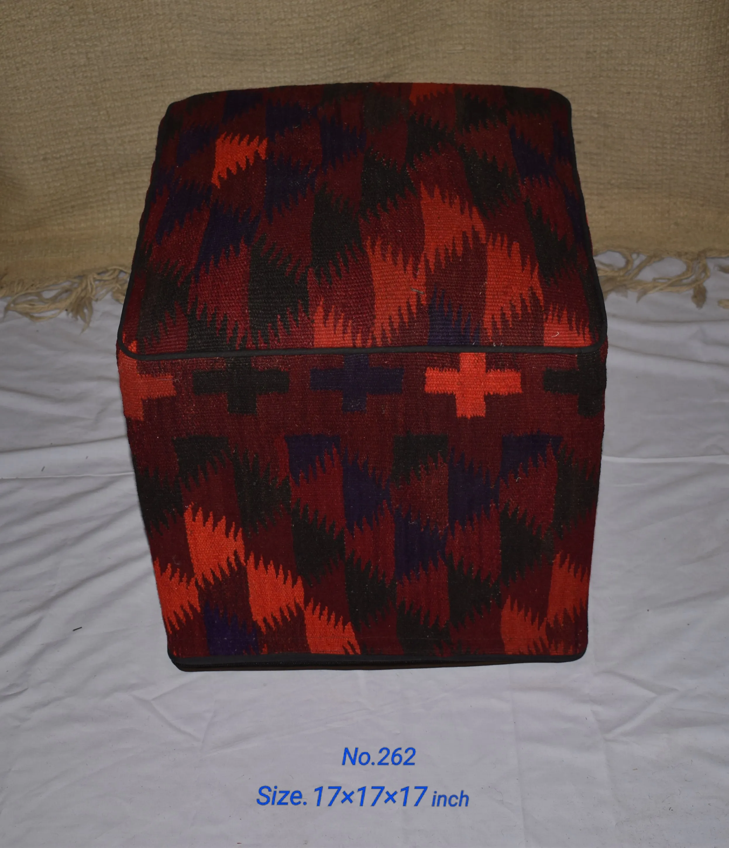 One of a Kind Kilim Rug Pouf Ottoman foot stool - #262