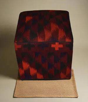 One of a Kind Kilim Rug Pouf Ottoman foot stool - #262