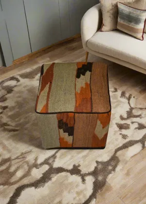 One of a Kind Kilim Rug Pouf Ottoman foot stool - #352