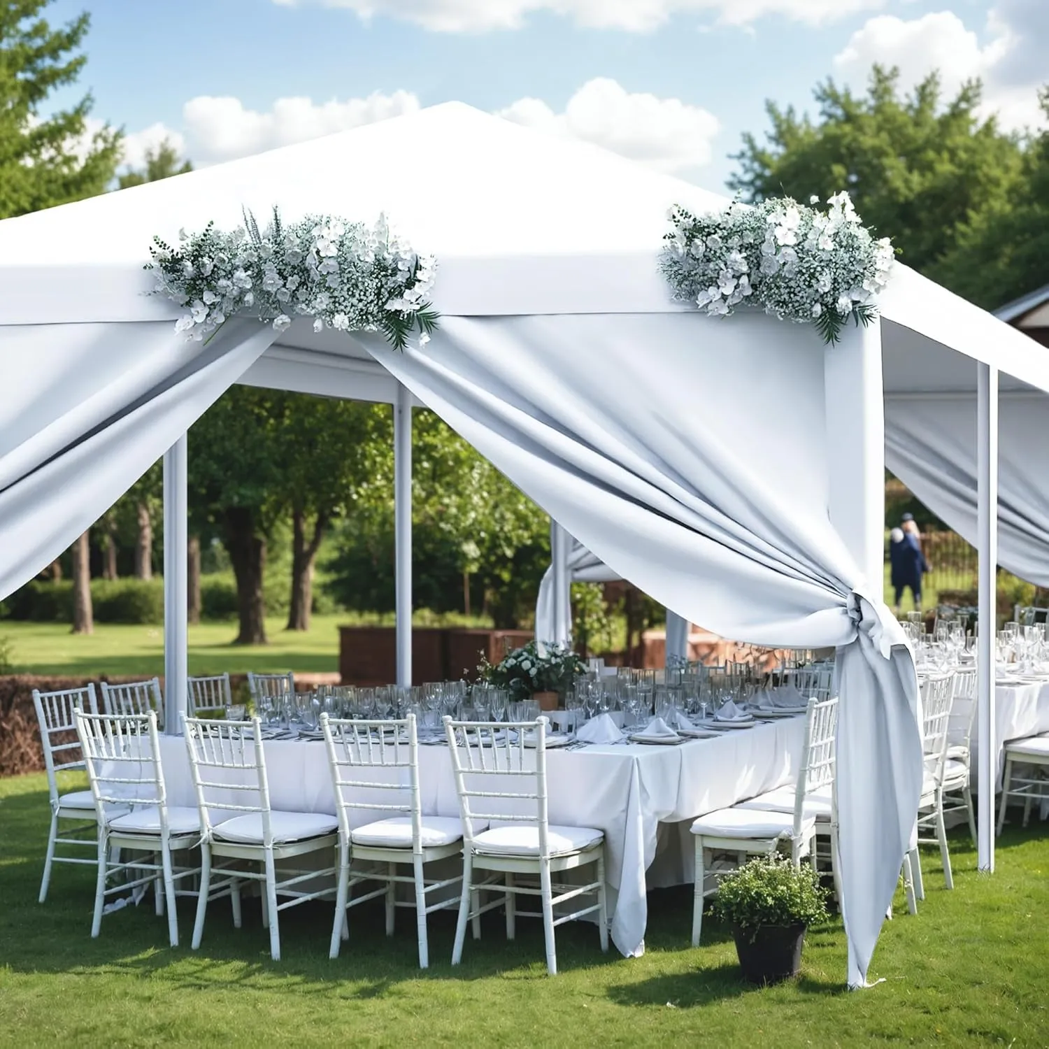 Party Tent, 10X30 Tents for Parties, Outdoor Wedding Tent for Parties Patio Gazebo Shelter with Removable Sidewalls, Party Wedding BBQ Events Tent (Pure White)