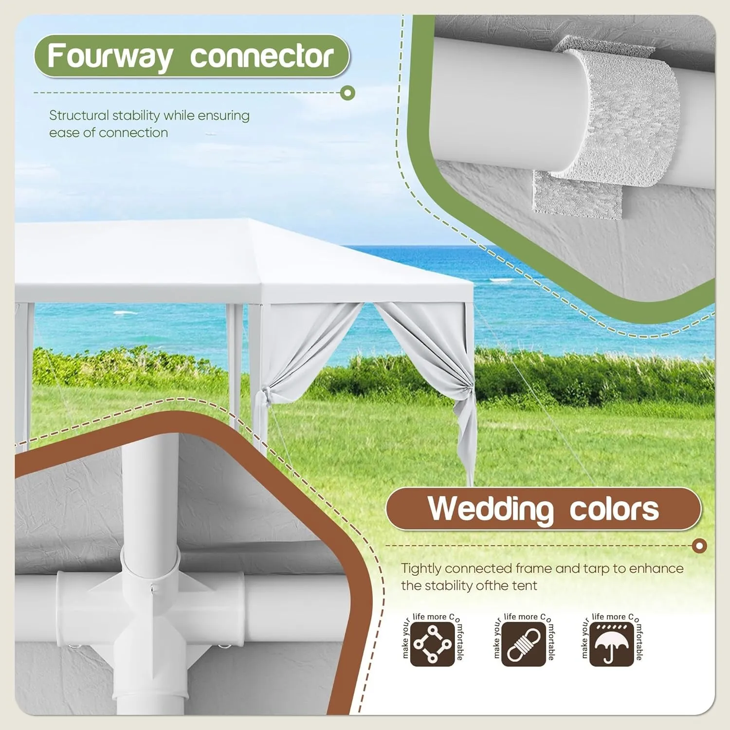 Party Tent, 10X30 Tents for Parties, Outdoor Wedding Tent for Parties Patio Gazebo Shelter with Removable Sidewalls, Party Wedding BBQ Events Tent (Pure White)