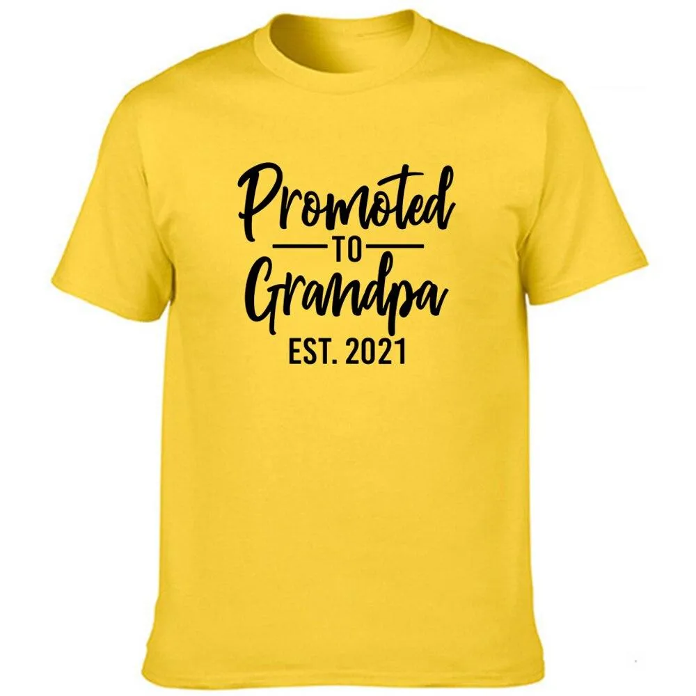 Promoted To Grandpa Est 2021 Men Graphic Short Sleeve T Shirts