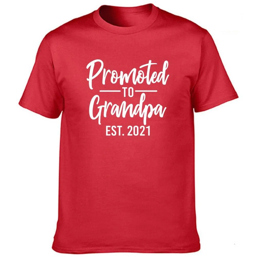 Promoted To Grandpa Est 2021 Men Graphic Short Sleeve T Shirts