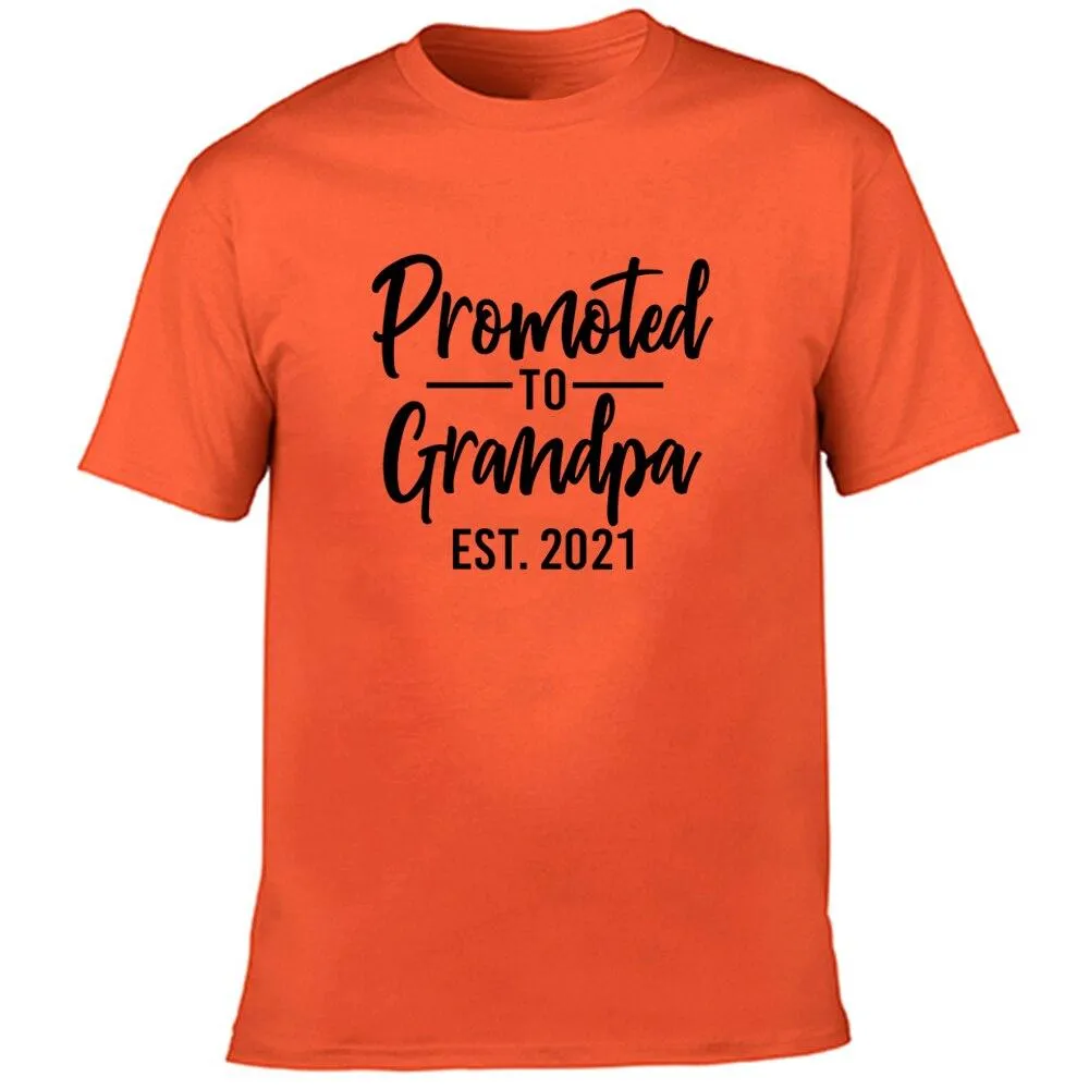 Promoted To Grandpa Est 2021 Men Graphic Short Sleeve T Shirts