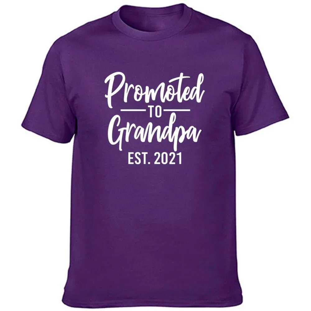 Promoted To Grandpa Est 2021 Men Graphic Short Sleeve T Shirts