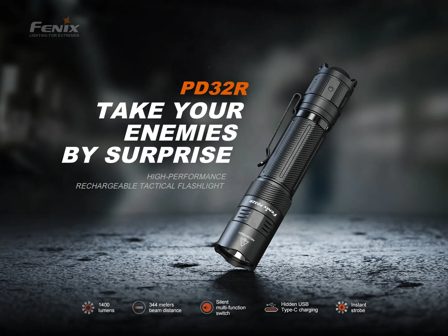 Rechargeable Silent Switch LED Flashlight - PD32R