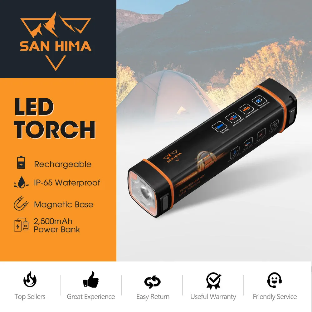 San Hima LED Torch Light Power Bank Flashlight Lithium USB Rechargeable