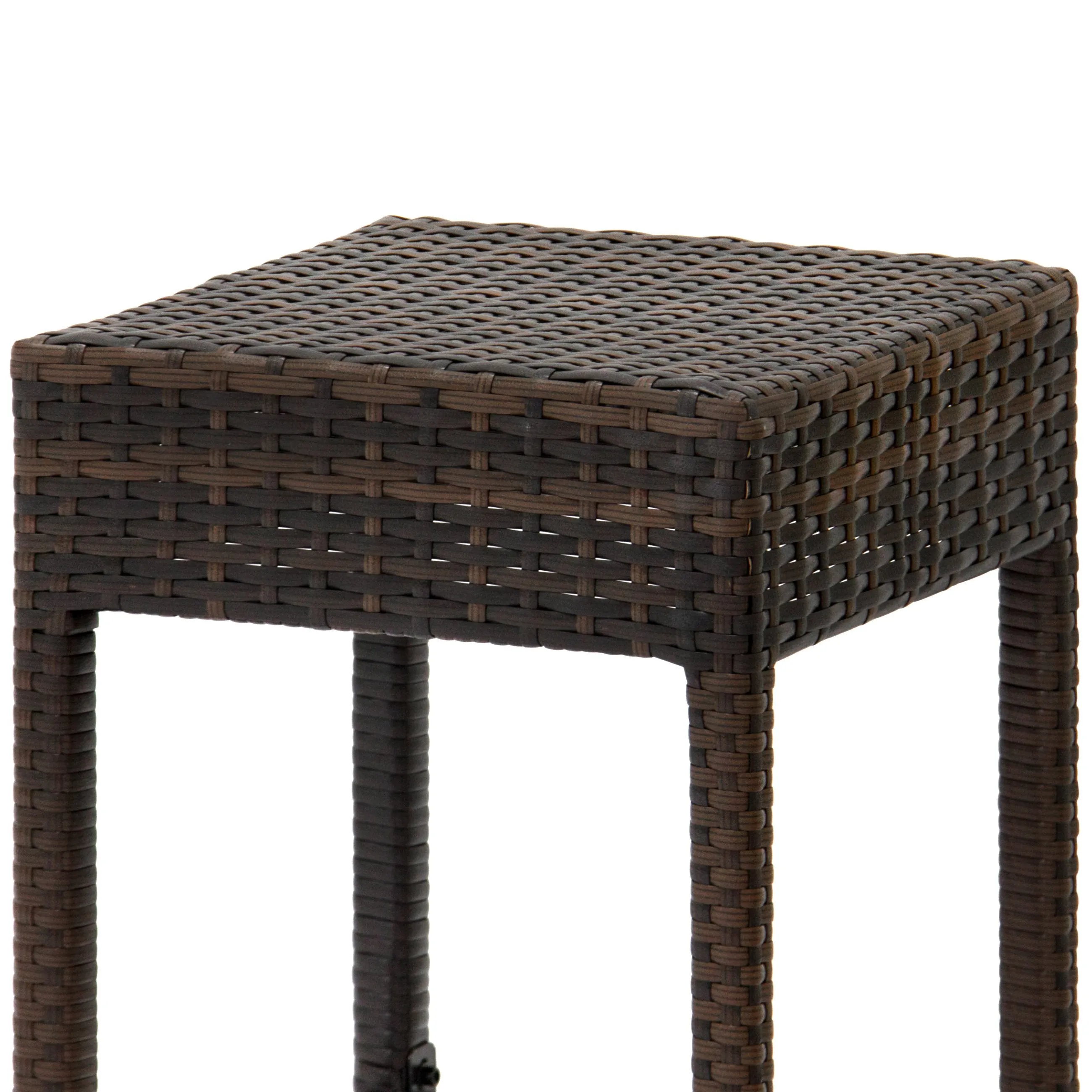 Set of 2 Wicker Backless Counter Height Bar Stools - Brown