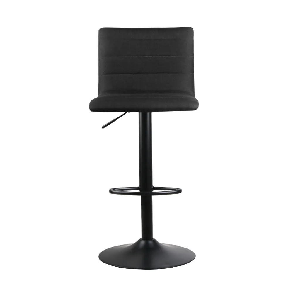 Set of 4 Faux Linen Bar Stools - Black