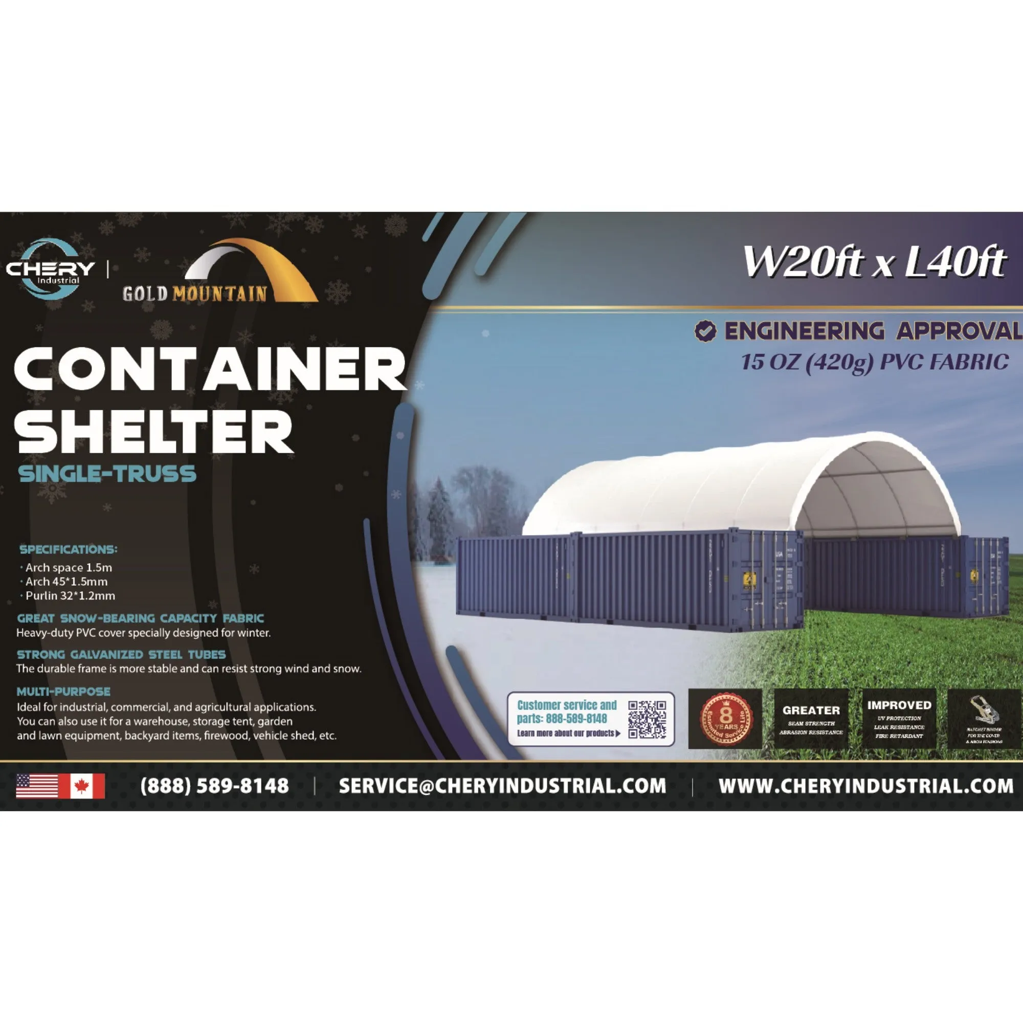 Shipping Container Canopy Shelter 20'x40'