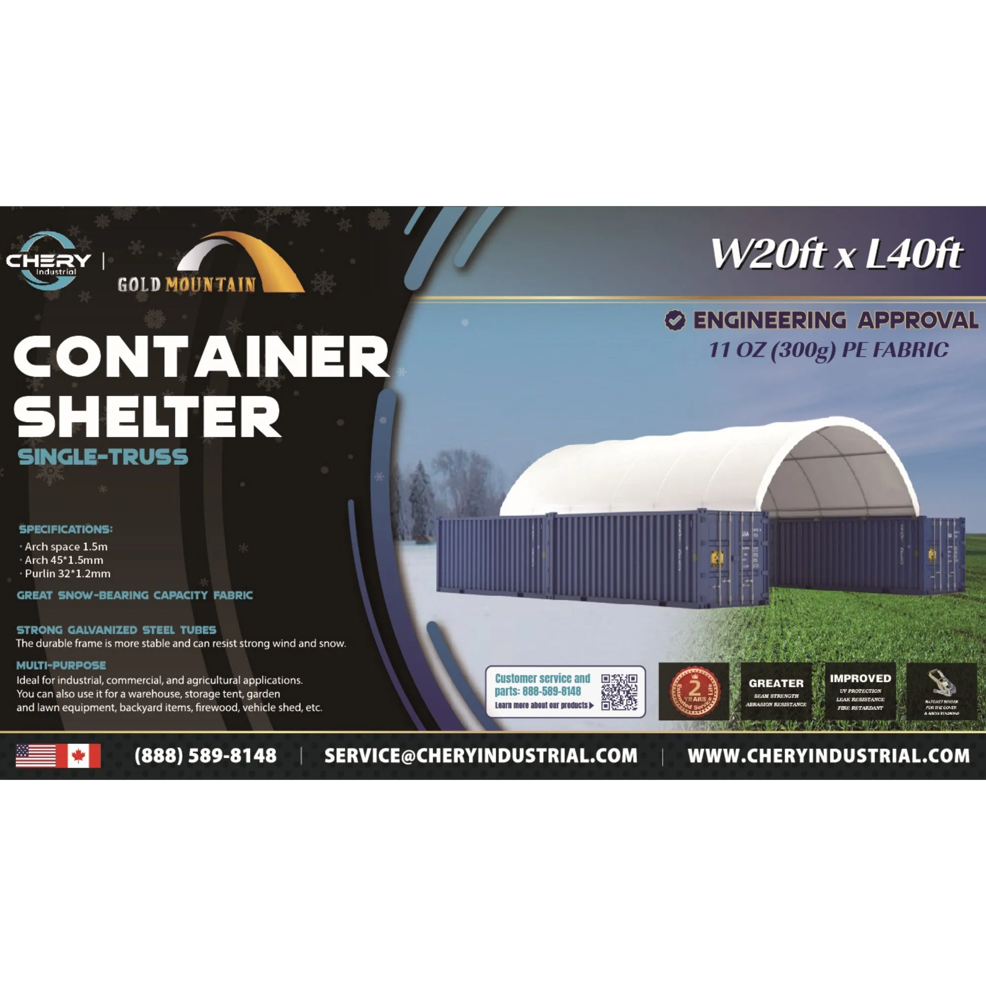 Shipping Container Canopy Shelter 20'x40'